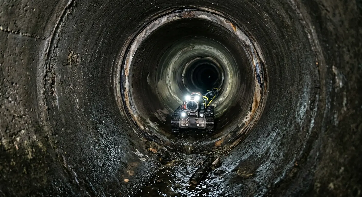 Robotic sewer camera inspecting pipe interior for Drain Snake Service in North Whitehall